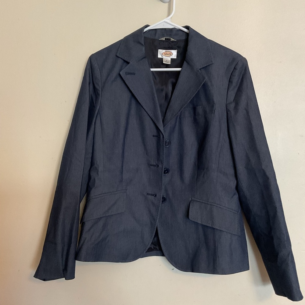 Talbots Stretch Chambray Blue Button Down Blazer Women Size 8